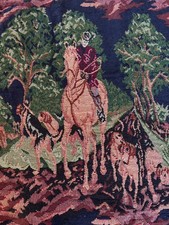 Vtg Jacquard Upholstery Fabric Fox Hunting Equestrian Tapestry 60"x 7yds