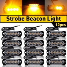 4 LED Amber Recovery Strobe Flashing Grille Light Lightbar Truck ATV Beacon Lamp