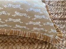 Gorgeous Pair Of Schumacher Leaping Leopards Cushion Covers X 2