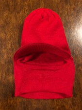 LADIES RED OPEN-FACE BALACLAVA KNIT PULL-OVER SKI MASK FOR WINTER BEANIE CAP HAT