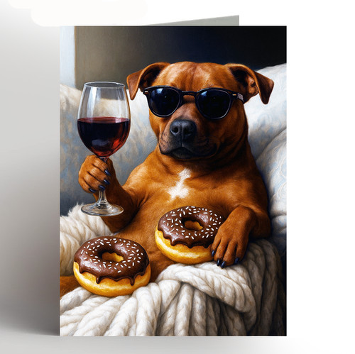 Funny staffie dog card wine - funny,