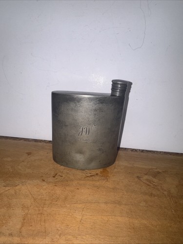 Vintage pewter hip flask - pewter,