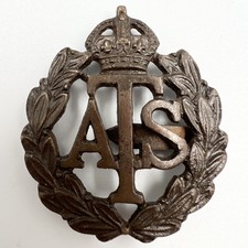 Genuine WW2 ATS Auxiliary Territorial Service Officers Bronze Cap Badge