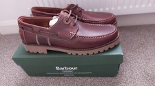 Mens Barbour STERN Mahogany Brown Leather Lace Up Boat Shoes UK 11 EU 45 New
