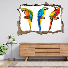 Ara Parrot, Macaw, Realistic 3d Smashed View Wall Sticker Poster Decal A954