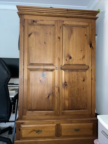Solid pine double wardrobe - pine,