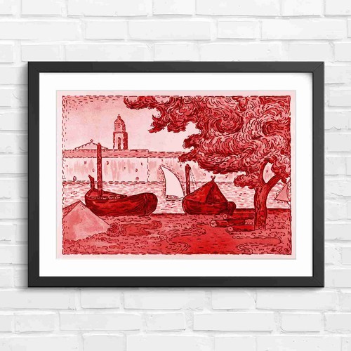 Vintage french harbor barges - vintage,