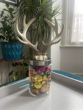 Extra Large Stag Reindeer Ornament Display Christmas Glass and Resin Storage Jar