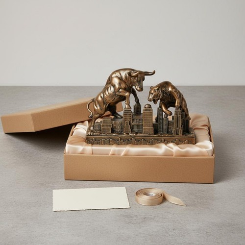 Bull versus bear figurine - bull,