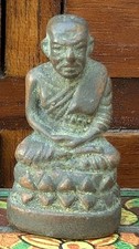 Bronze Thai Monk Statue Miniature 