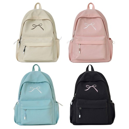 Embroidered bow girls backpack - embroidered,