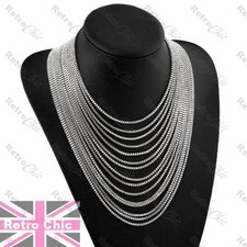 SLINKY DRAPE BIG NECKLACE statement LAYERED LIQUID CHAINS gold/silver FASHION