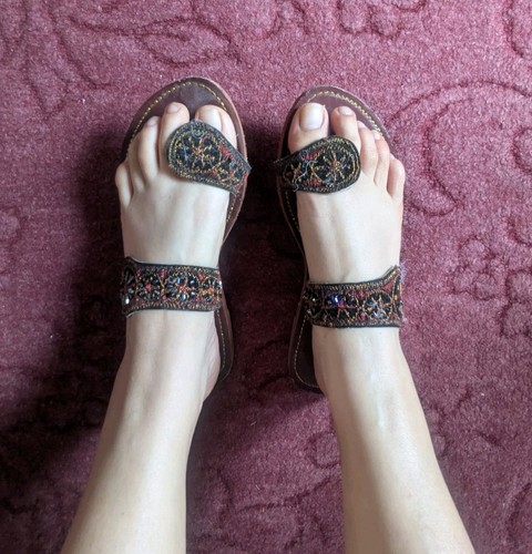 Indian brown leather sandals - brown,