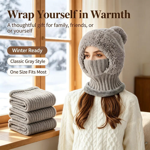 Women cable knit balaclavas - knit,