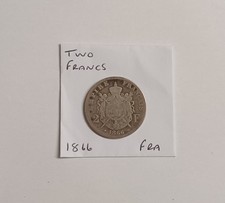 French Republic 1866 Silver Two Franc Coin