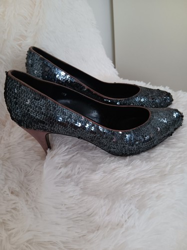 Grey sequin shoes with satin - with,