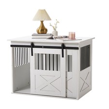 White Wooden Dog Crate Metal