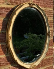French Circular Gilt Wood And Crackle Frame Mirror