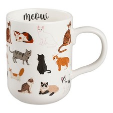 White Stoneware Cat Mug with