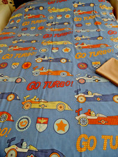 BOYS DUVET COVER, SINGLE, "NEXT" RACING CARS , BLUE. GC + FREE: PILLOWCASE.