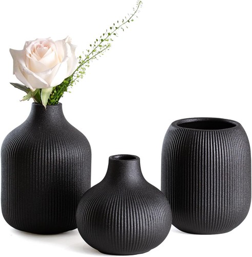 Modern black ceramic vase set - ceramic,