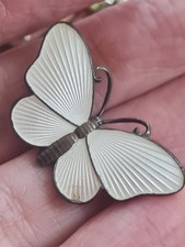 silver enamelled butterfly norway brooch