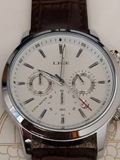 LIGE Mens Luxury Watch Leather