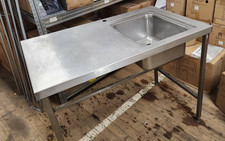 Commercial Sink Stainless Steel Catering Kitchen Single Bowl Wash Table Worktop