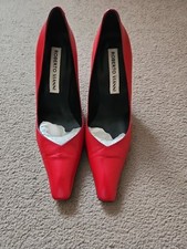 Ladies Roberto Vianni Red High Square Pointed Toe Court Shoes Size 5.5 Used