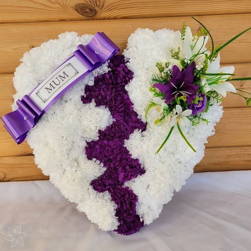 Broken heart funeral flowers - broken,