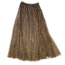 LAST TRUE ANGEL LEOPARD ANIMAL PRINT LAYERED TULLE SKIRT SIZE S (8-12) BNWT