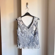 Vintage Y2K 90s Minimalist Floral Velvet Devore Silk Blend Cami Top Vest 10 12