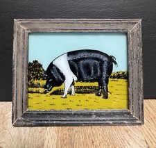 Indian Pig (2) Vintage Reverse Glass Painting in Bold Colors - 12.5 x 10 cm