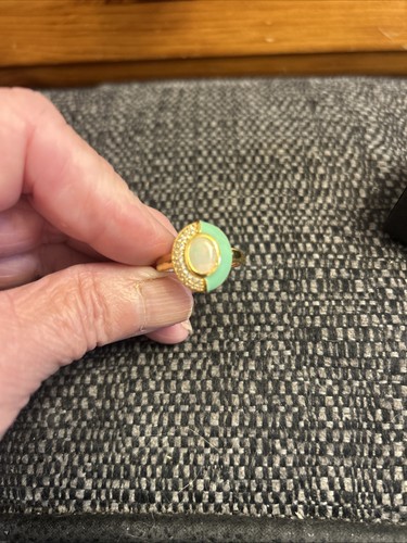 Ethiopian opal and zircon - zircon, ring