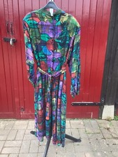 Vintage 1980’s Phool vibrant abstract Dress shoulder pads Mandarin Collar size M