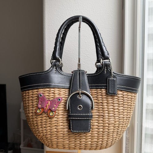 Coach straw woven tote bag - coach,
