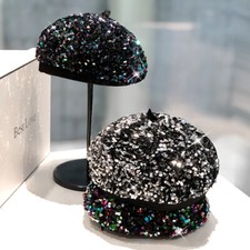 Women Bling Sequin Beret Hat