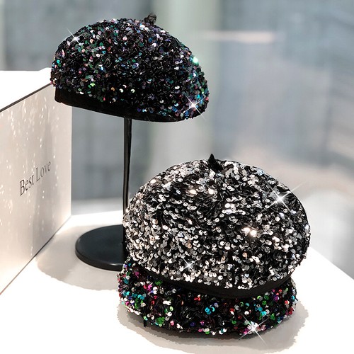 Women bling sequin beret - bling,