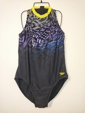 Speedo Women's GB 42/18 Endurance+ Printed Hydrasuit High Neck Zip Back Swimsuit