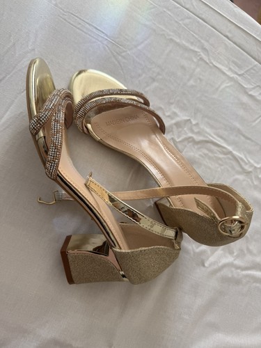Womens gold diamante block - womens,