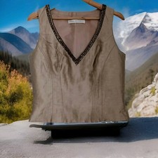 LINEA RAFFAELLI Womens Lined Beaded Formal Top Size M