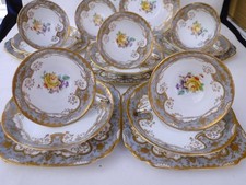 Grosvenor Gilt Tea set. Grey with Yellow Roses. @ Lovely Quality@