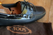 Tod's Tods Black Leather Driving Shoes Loafers Mens UK 8 EU 42 US 9