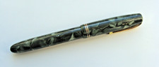 Vintage Burnham Green Marble Fountain Pen with 14K Gold Nib,  Made in England