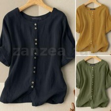 Women Vintage Solid Cotton