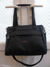 KIPLING LIFE.LIGHT BLACK TOTE & SHOULDER BAG WITH METAL MONKEY EXCELLENT COND