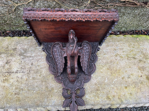 Antique oak carved eagle - oak, &