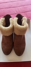 Celtic Tan Sheepskin Boots Size 4 Worn A Few Times. Wedge Heel.