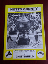 Notts County v Chesterfield programme (Anglo Scottish Cup Final March 1981)