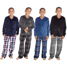 Boys Kids Fleece Pyjamas Set | Winter Warm Soft 2-Piece Nightwear